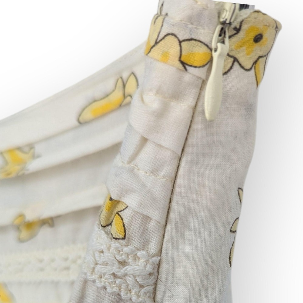 Retro Skirt Womens Medium Yellow‎ Floral Butterfly Boho Cotton Dainty Bloomcore - Picture 5 of 11